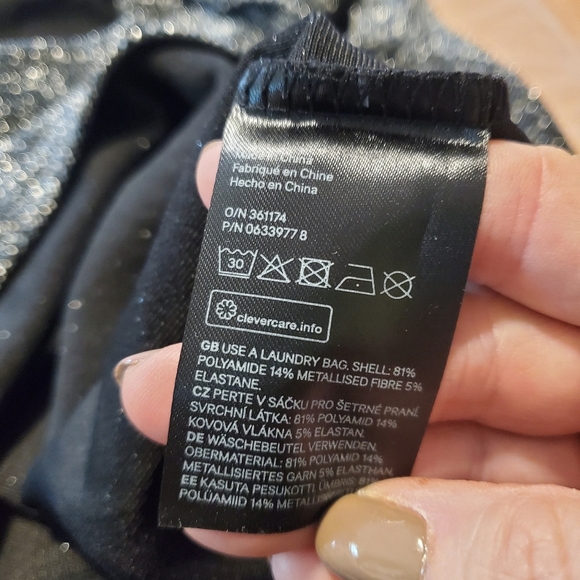 NWT H&M Divided Black With Silver Sparkles Wrap Tie Short Dress Size Med Ret $25 - Picture 10 of 11